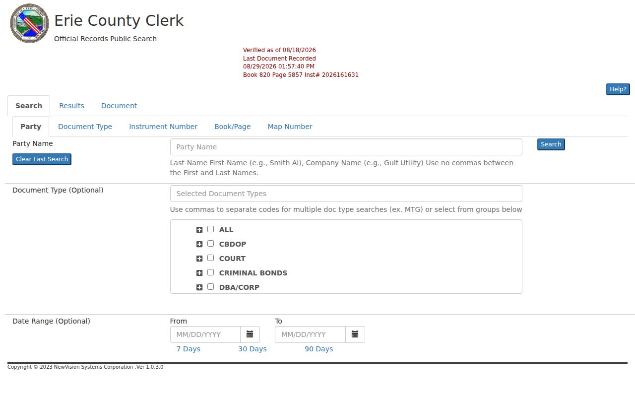 Lancaster residents directory Erie County deed index browser