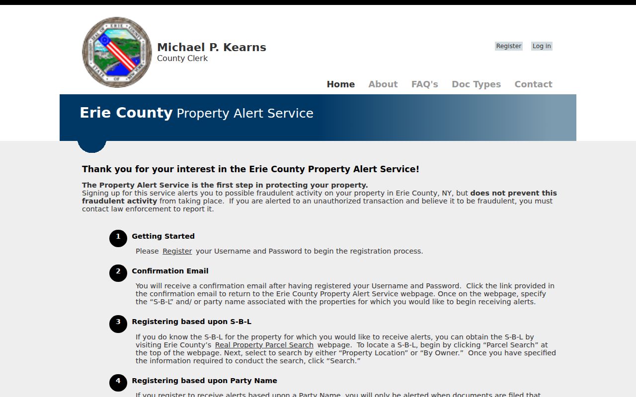 Lancaster residents directory Erie County property alert service