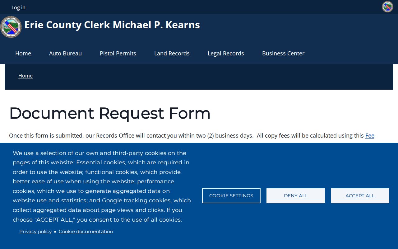 Lancaster residents directory Erie County record request form