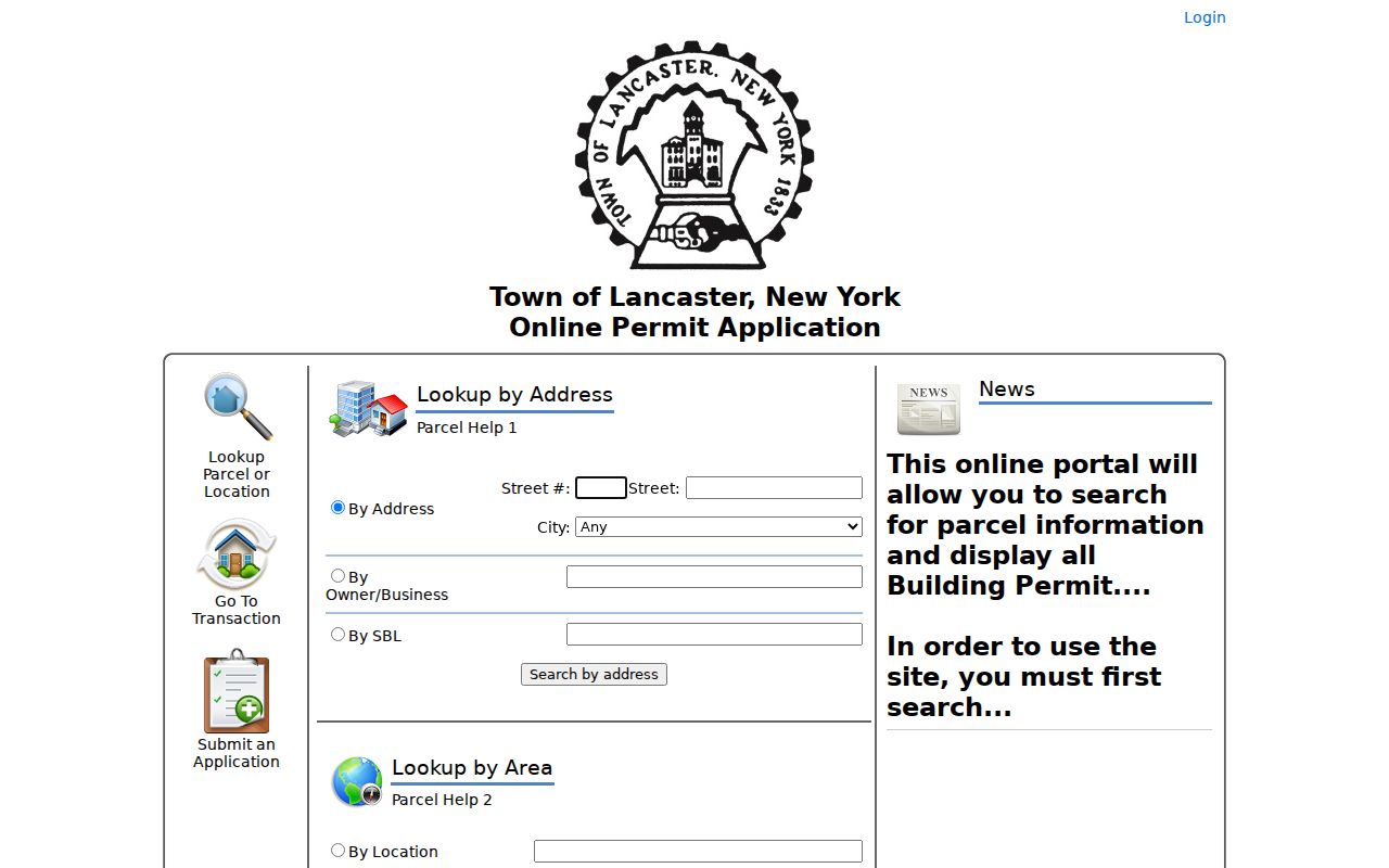 Lancaster previous residents permit parcel search interface